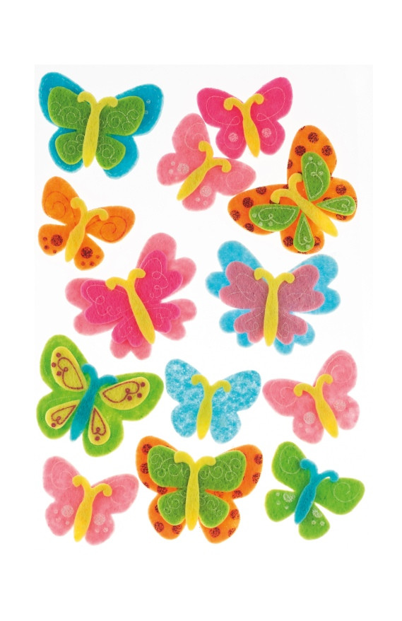 Naklejki z filcu  motyle (13szt) FVC100 Brewis